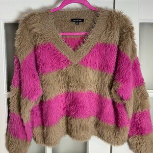 Hot Pink and Caramel Striped Sweater